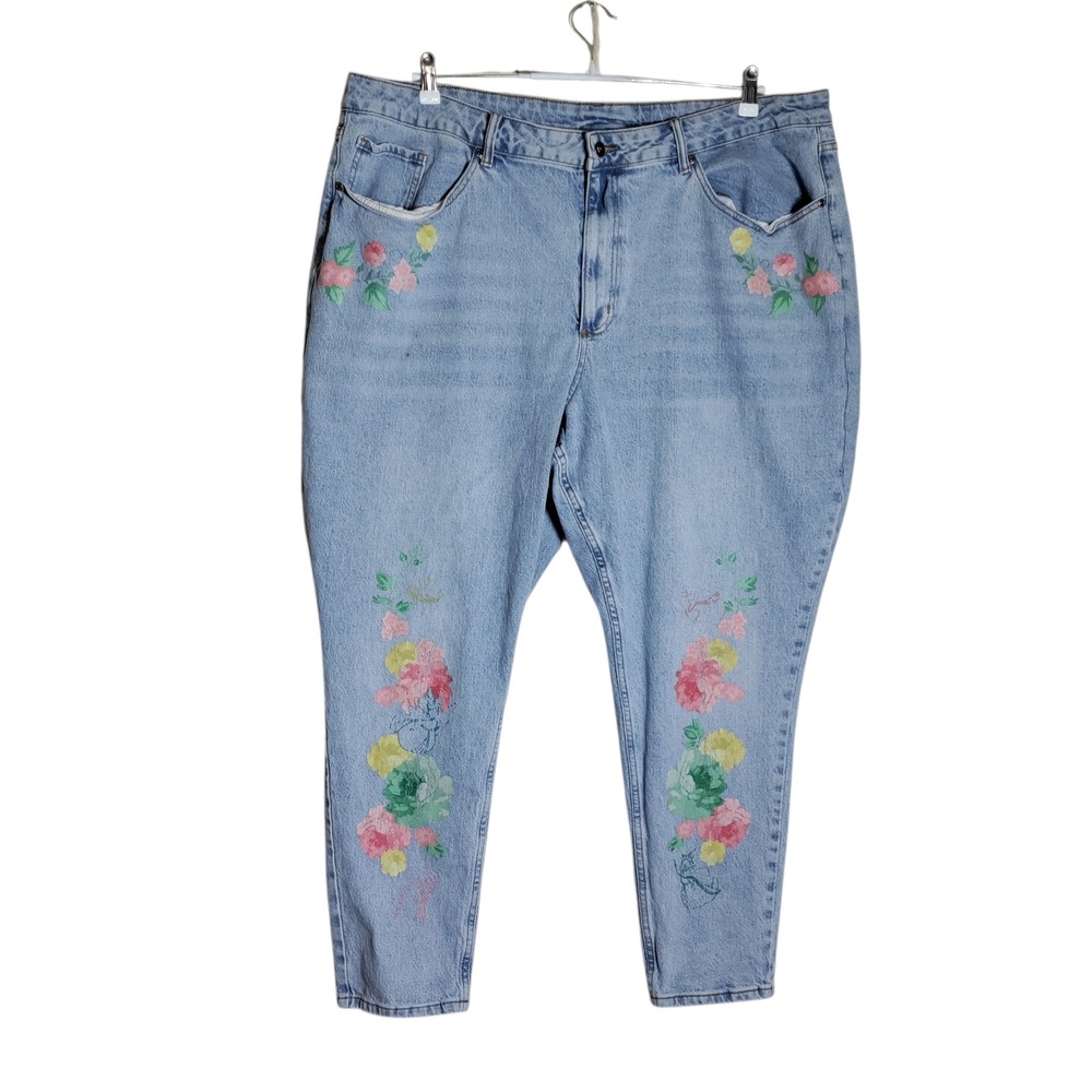 Disney Princess Sleeping Beauty Floral Jeans Light Wash Plus Size 24 Aurora